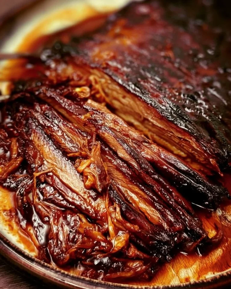 Delicious BBQ brisket served with sides on a wooden platter