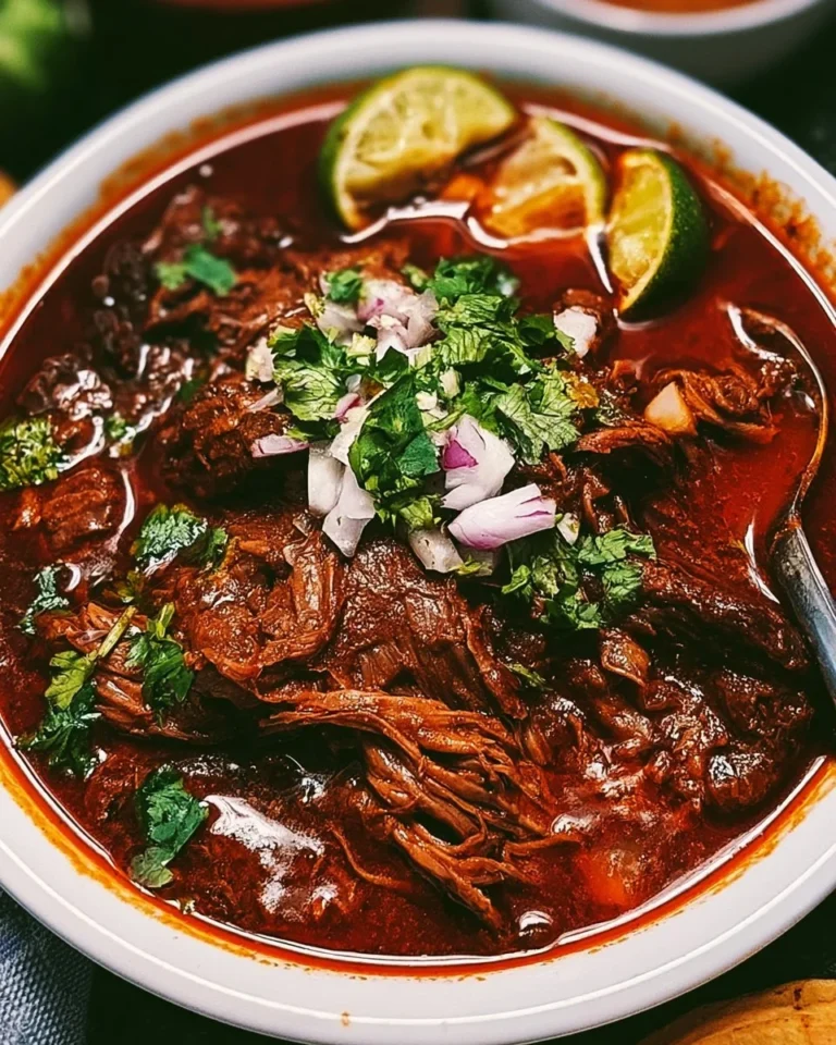 Delicious Beef Birria (Birria de Res) served with traditional toppings.