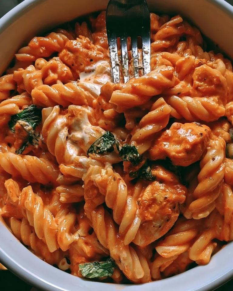 Creamy Tomato Chicken Pasta with chicken, pasta, and delicious tomato sauce.