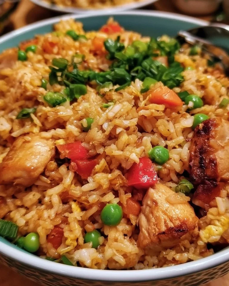 Delicious Crockpot Chicken Fried Rice in a bowl