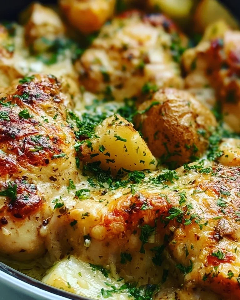 Crockpot Garlic Parmesan Chicken served with creamy potatoes