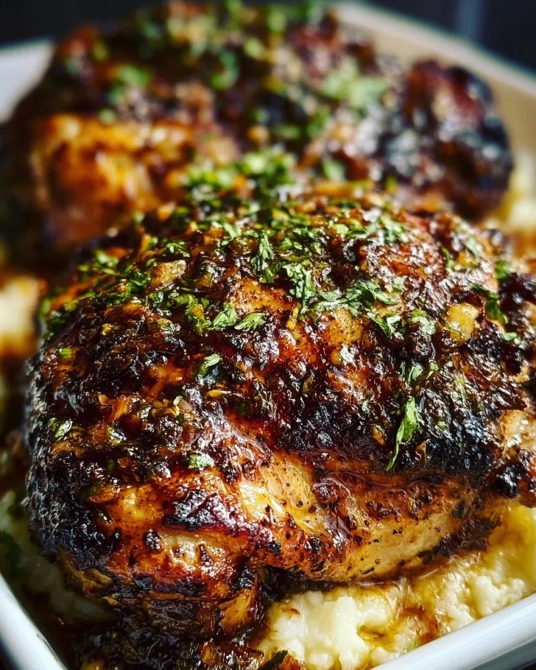 Delicious Garlic and Herb Chicken garnished with fresh herbs and spices