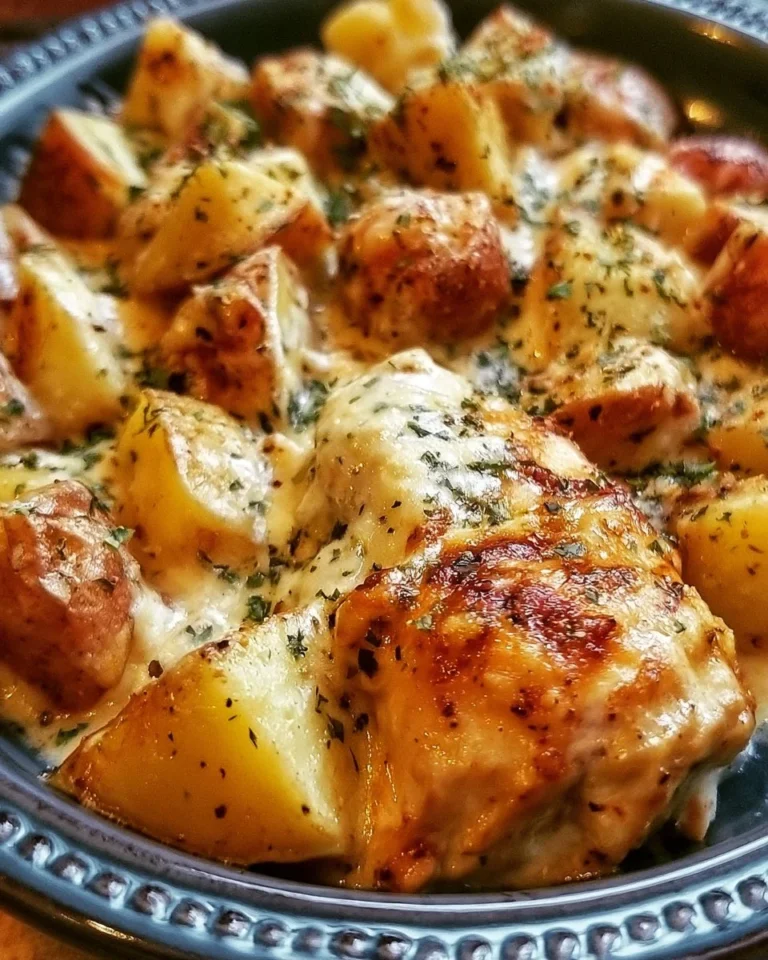 Garlic Parmesan Chicken and Potatoes cooked in a crockpot