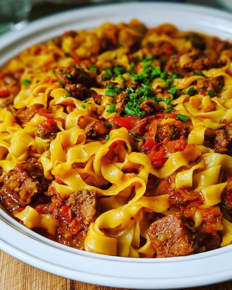 Italian Drunken Noodles dish featuring vibrant vegetables and savory sauce.