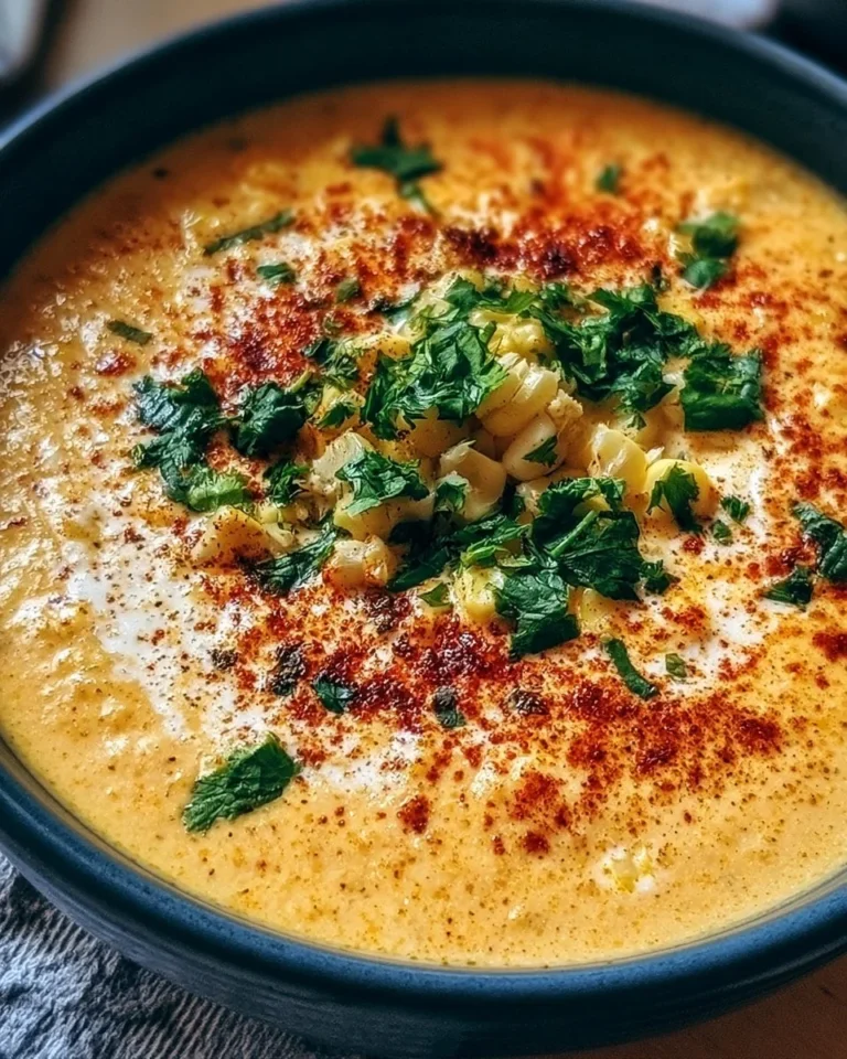 Bowl of flavorful Mexican Street Corn Soup topped with cilantro and lime.