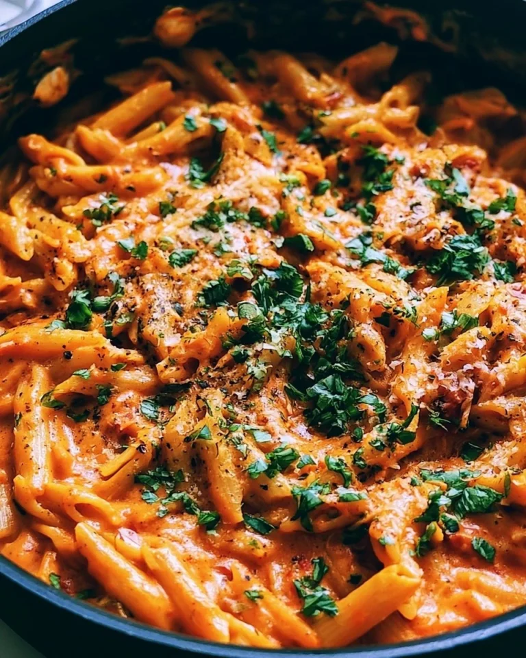 One Pan Creamy Tomato Pasta served in a bowl with fresh herbs