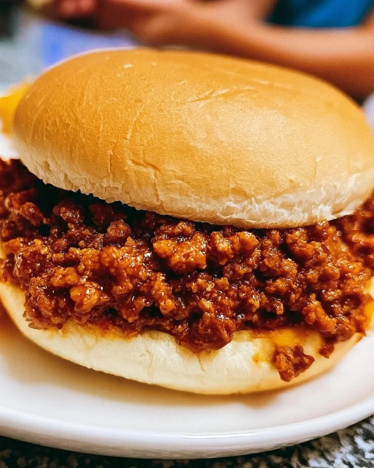 Slow Cooker Sloppy Joes served on a bun with toppings