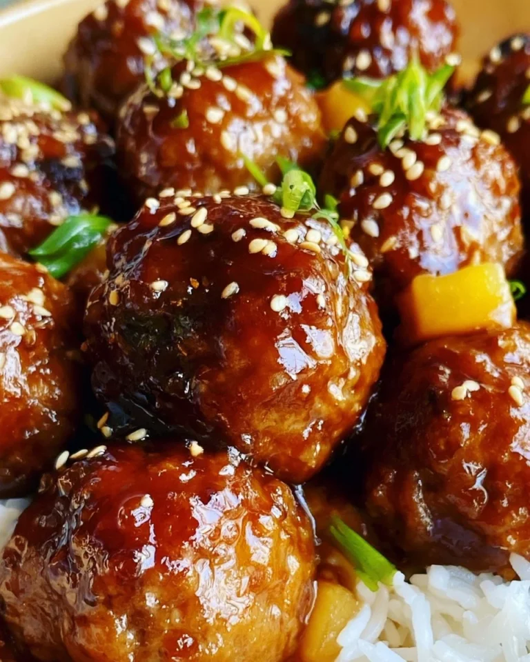 Delicious teriyaki meatballs cooked in a slow cooker