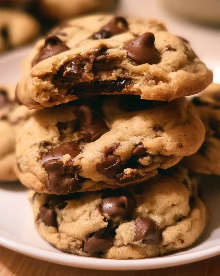 Freshly baked chocolate chip cookies on a cooling rack