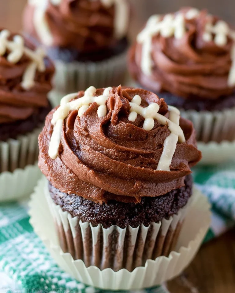 Delicious football-themed cupcakes decorated for a game day celebration