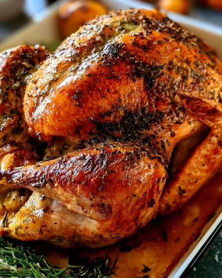 Garlic Herb Butter Roast Turkey, perfectly seasoned and succulent for holiday meals