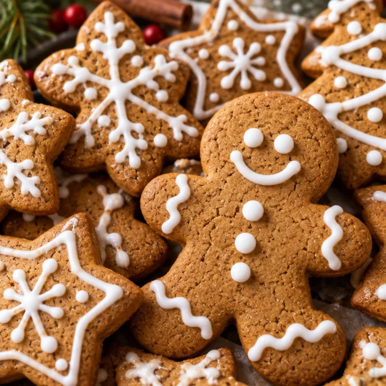 Delicious soft gingerbread cookies ready to enjoy during the holiday season.