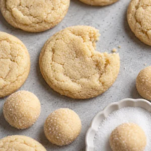 Delicious homemade soft and chewy sugar cookies on a baking tray