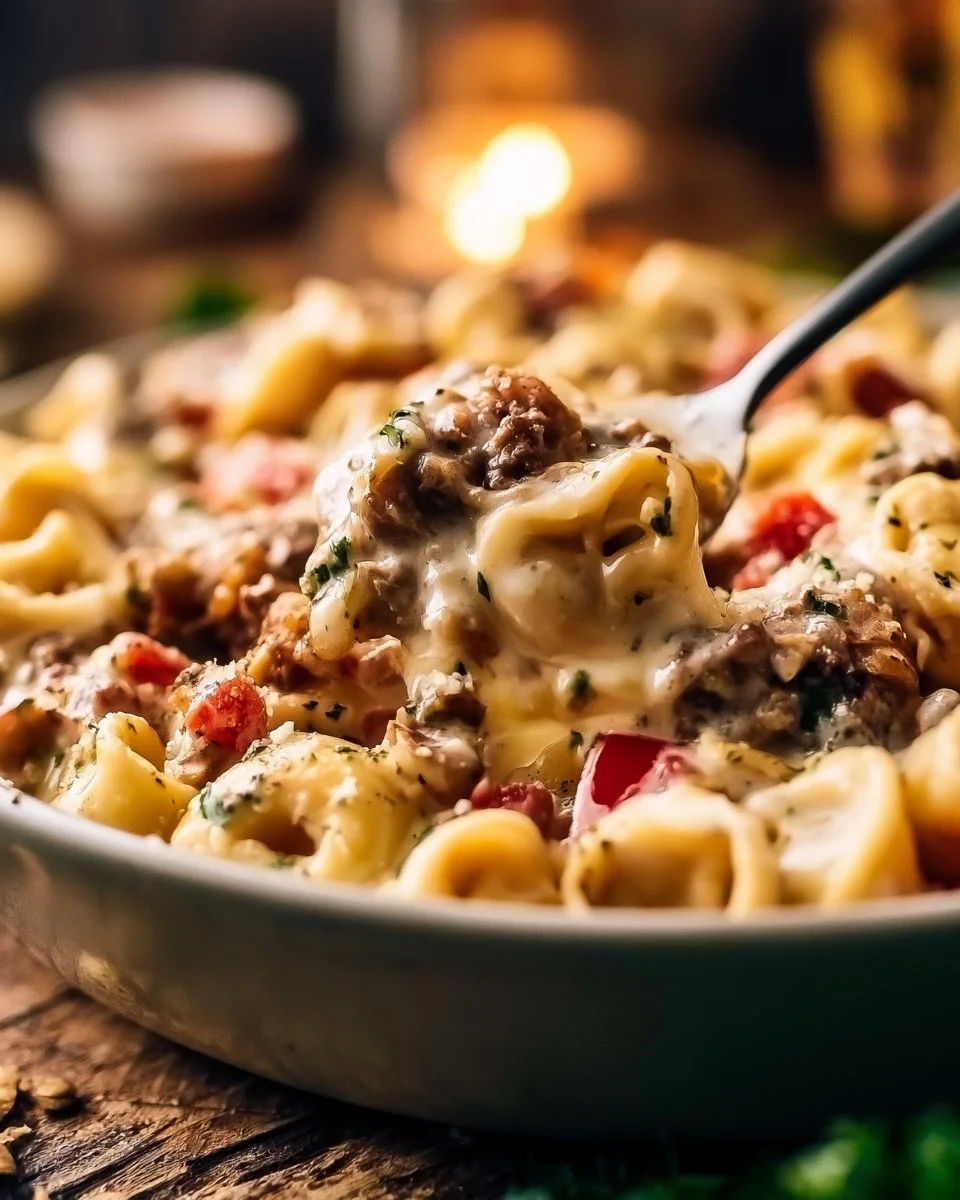 Crock Pot Cheesesteak Tortellini Recipe