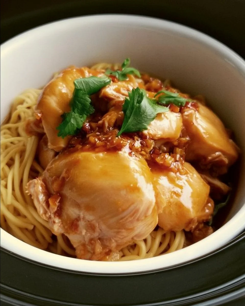 Crockpot Honey Garlic Chicken Noodles Recipe