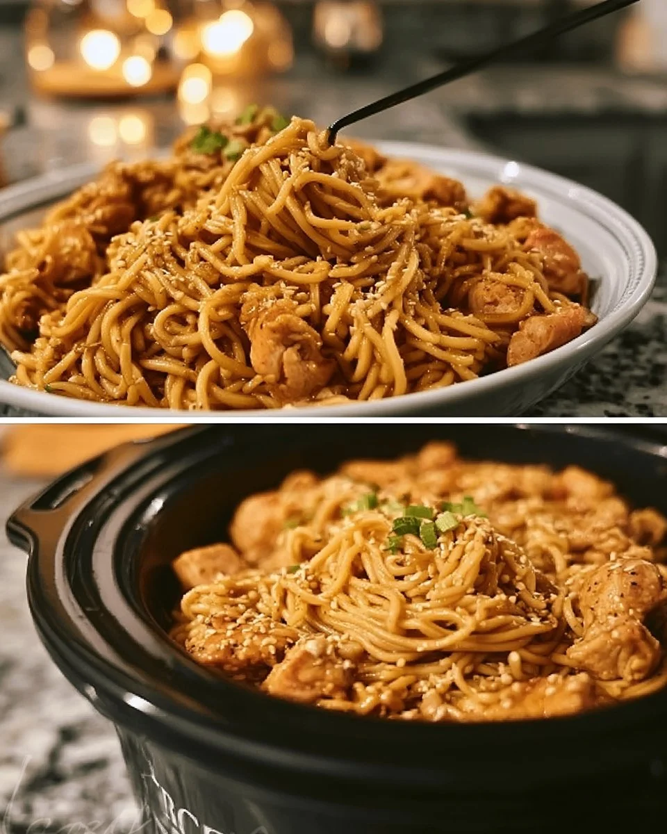 Crockpot Honey Garlic Chicken Noodles Recipe