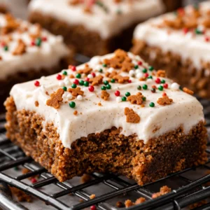 Delicious and easy gingerbread cookie bars ready for the holidays