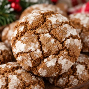 Delicious Gingerbread Crinkle Cookies with powdered sugar topping