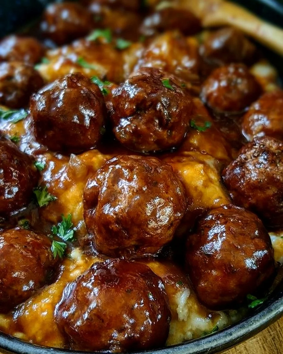 Salisbury Steak Meatballs in the Slow Cooker