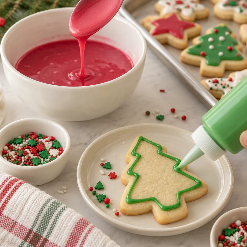 This Sugar Cookie Icing that Hardens is great for decorating cutout Christmas cookies. The recipe results in a smooth, f… | Cookie decorating icing, Cookie frosting that hardens, Firm cookie icing