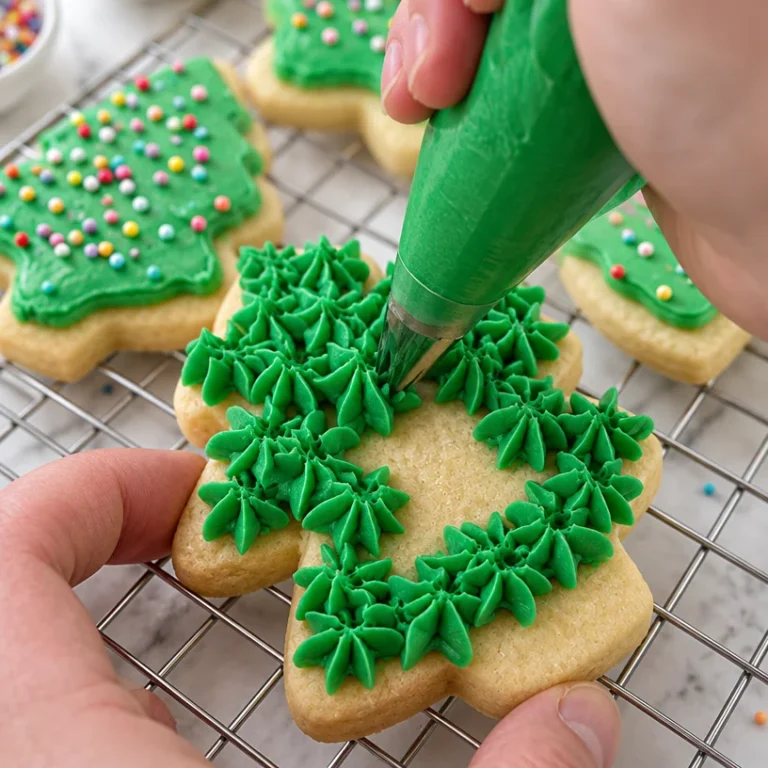 Delicious sugar cookie frosting spread on colorful decorated cookies